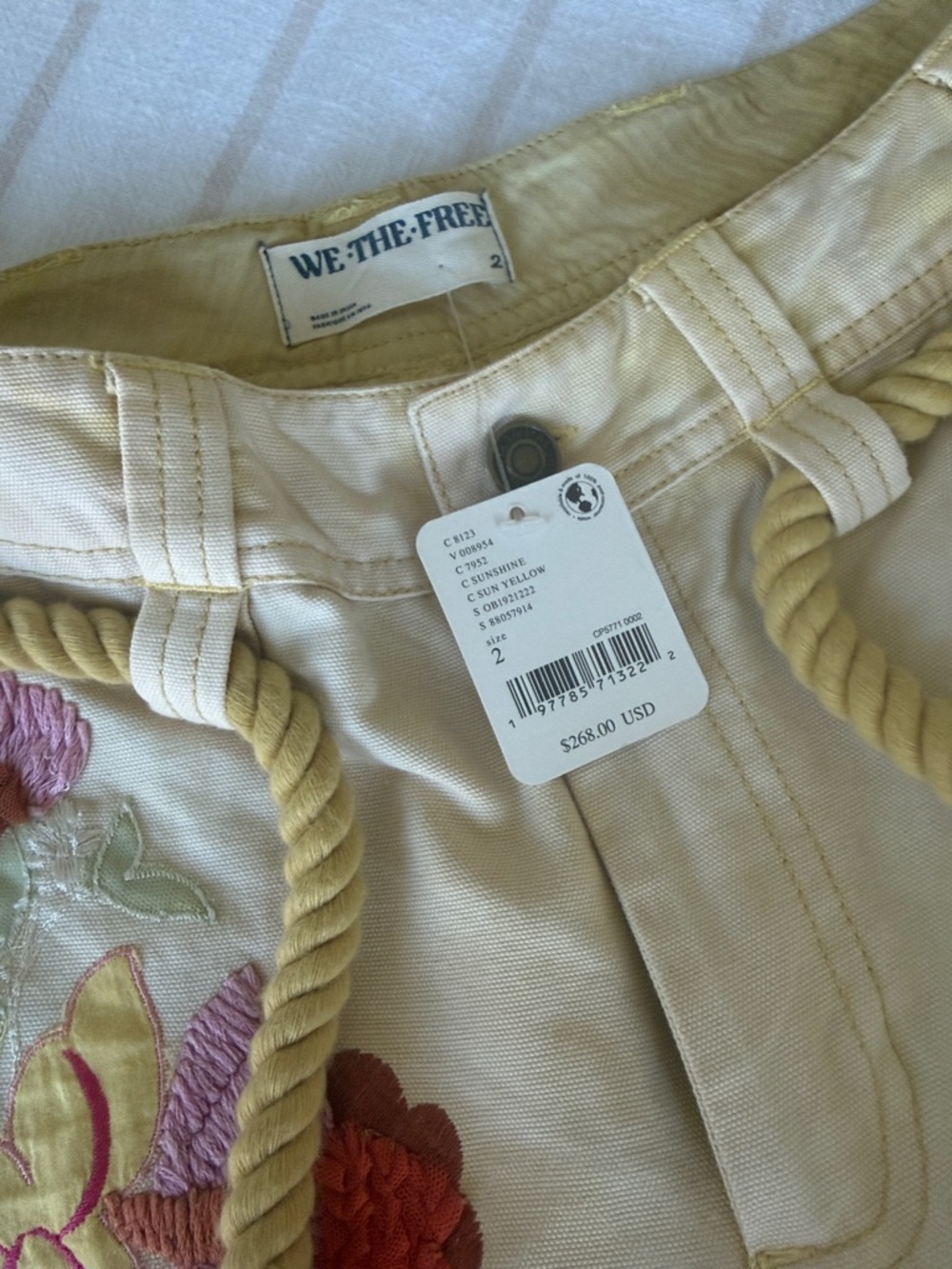 Free People Cream Floral Cropped Embroidered Pants - Picture 14 of 14